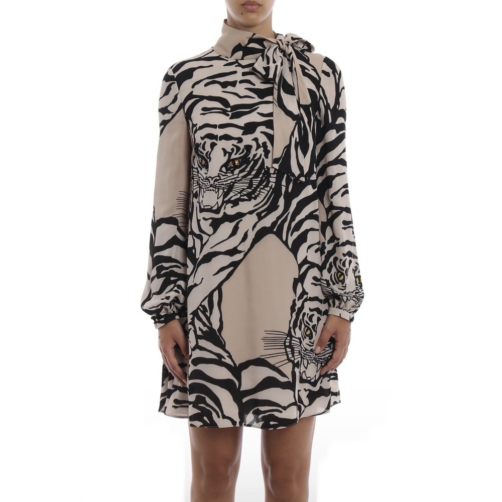 Valentino Garavani Embroidered tiger print silk dress Sz 4 *Customized *‎